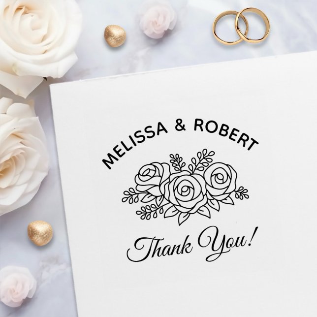 Rose Bouquet Wedding Thank You Self-inking Stamp (Creator Uploaded)