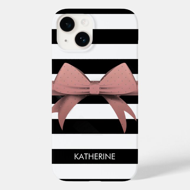 Rose Bow and Stripes Case-Mate iPhone Case (Back)