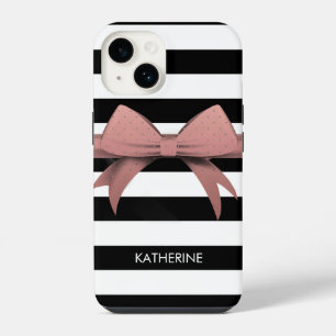 Rose Bow and Stripes iPhone 14 Case