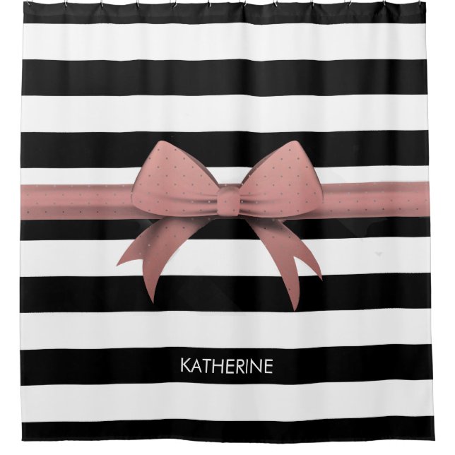 Rose Bow and Stripes Shower Curtain (Front)