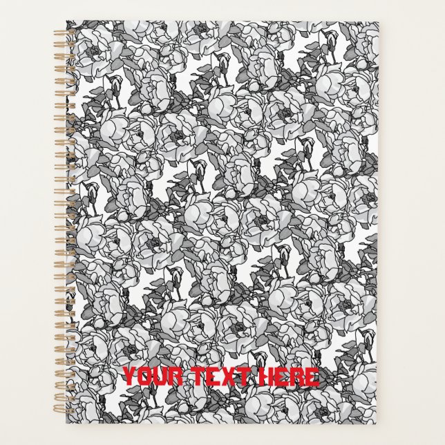 Rose Branch Grey Scale Personalised Planner (Front)