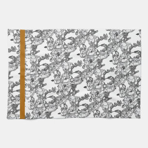Rose Branch Grey Scale Personallzed Tea Towel