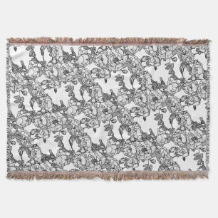 Rose Branch Grey Scale Throw Blanket