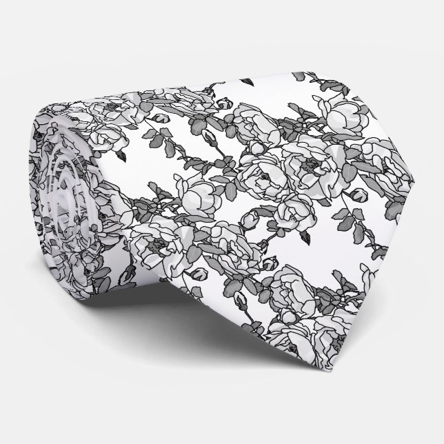 Rose Branch Grey Scale Tie (Rolled)