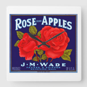Rose Brand Apples Square Wall Clock
