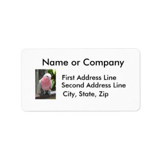 Rose Breasted Cockatoo photograph design Label