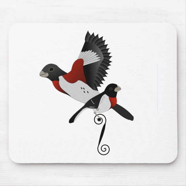 Rose Breasted Grosbeak Cardinal Bird Mouse Pad (Front)