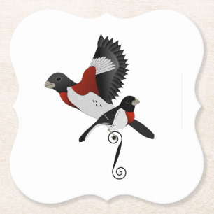 Rose Breasted Grosbeak Cardinal Bird Paper Coaster