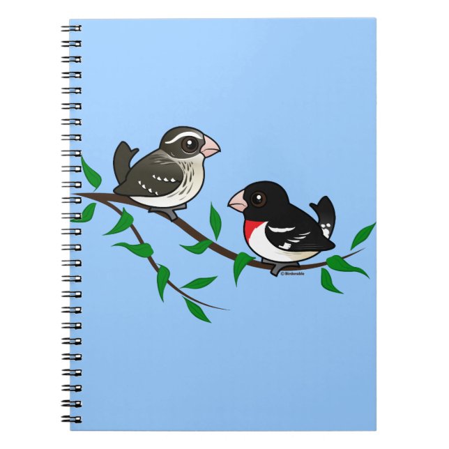 Rose-breasted Grosbeak Couple Spiral Notebook (Front)
