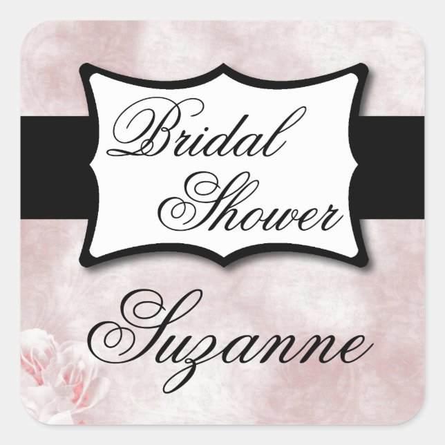 Rose Bridal Shower Square Sticker (Front)