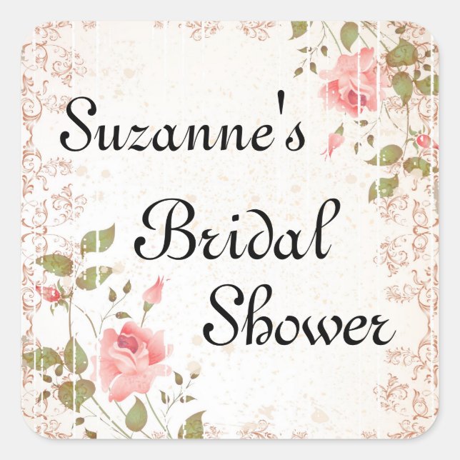 Rose Bridal Shower Stickers (Front)