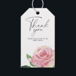 Rose - bridal shower thank you gift tags<br><div class="desc">Watercolor Rose Flower theme bridal shower card featuring watercolor illustration of rose with leaves. Elegant calligraphic handwriting,  which is perfect for spring,  summer or autumn weddings. Matching items available.</div>