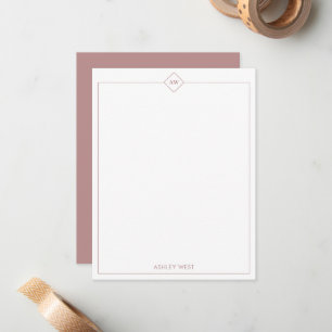Rose Brown Minimalist Personal Stationery Card