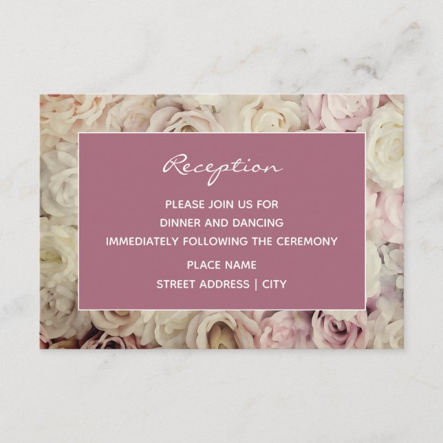 Rose Brown Mulberry Pink Wedding Reception Cards (Front)