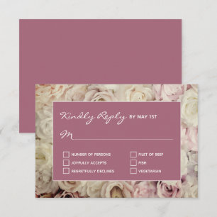 Rose Brown Mulberry  RSVP Cards Rose Background