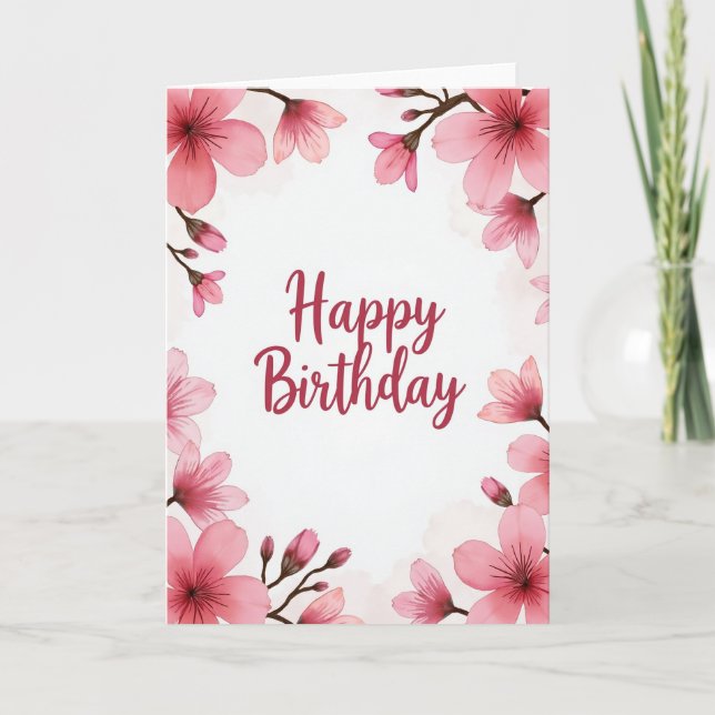 Rose Bud Birthday Art Card (Front)