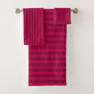 Rose Bud Cherry Stripes Bath Towel Set