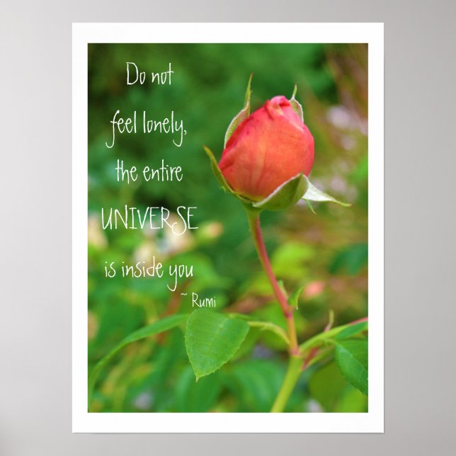 Rose Bud Rumi Quote Poster (Front)