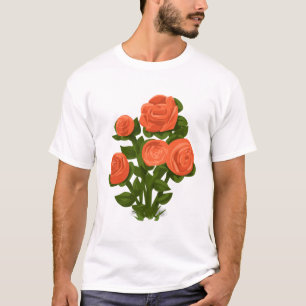 Rose Bush Roses Orange Flowers Rose Garden Floral. T-Shirt