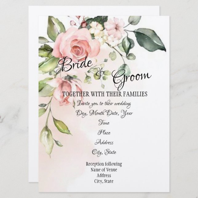 “Rose Bush” Wedding Invitation (Front/Back)