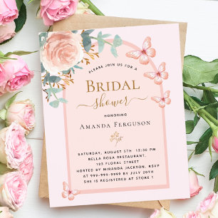 Rose butterflies floral Bridal Shower invitation
