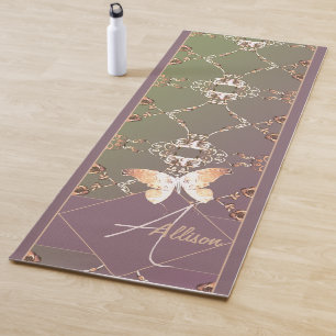 Rose Butterfly Monogram Yoga Mat