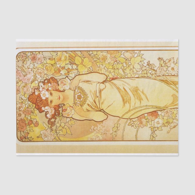 Rose by Alphonse Mucha Tissue Paper (Front)