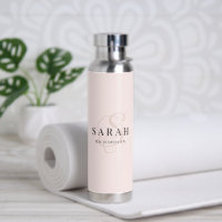Rose Calligraphy Custom Name Feminine Water Bottle
