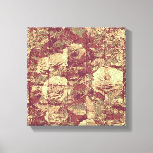 Rose camouflage pattern on tiled wall background canvas print (Front)