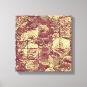 Rose camouflage pattern on tiled wall background canvas print
