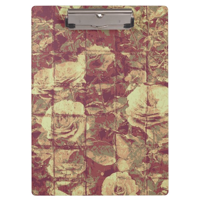 Rose camouflage pattern on tiled wall background clipboard (Front)