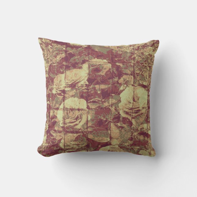 Rose camouflage pattern on tiled wall background cushion (Front)