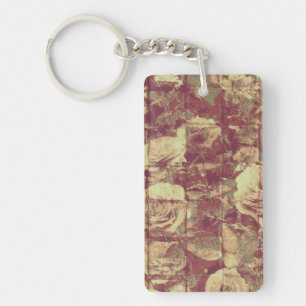 Rose camouflage pattern on tiled wall background key ring