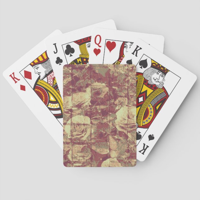 Rose camouflage pattern on tiled wall background playing cards (Back)