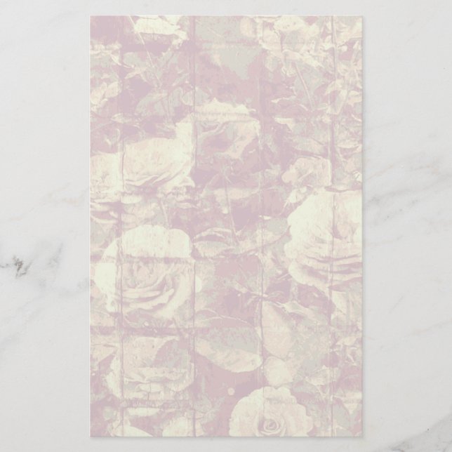 Rose camouflage pattern on tiled wall background stationery (Front)