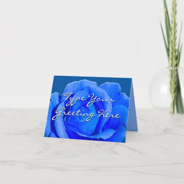 Rose Cards Blue Flowers Custom Greeting Card (Front)