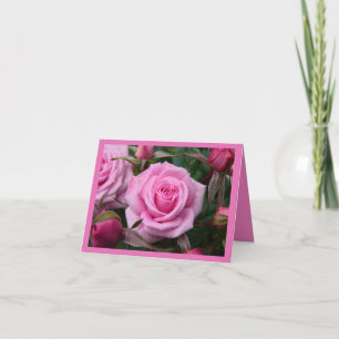 Rose Cards Pink Flowers Custom Greeting Card