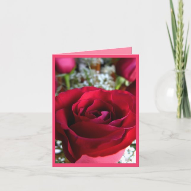 Rose Cards Red Flowers Custom Greeting Card (Front)