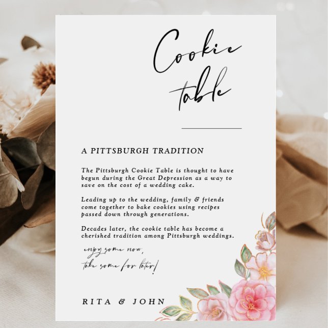 Rose Carnation Minimalist Cookie Wedding Sign (Creator Uploaded)
