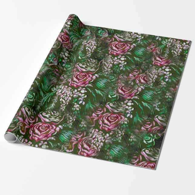 Rose Cascades Wrapping Paper (Unrolled)