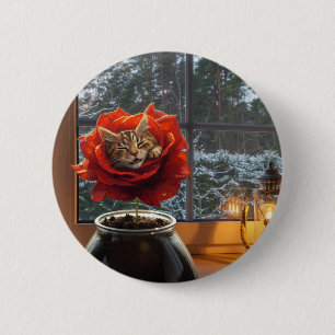 Rose Cat Dream 6 Cm Round Badge
