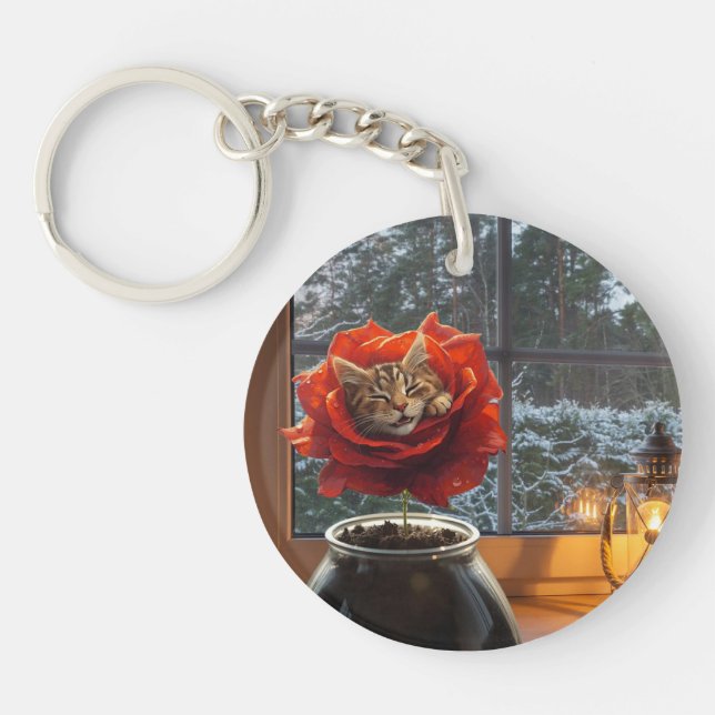 Rose Cat Dream  Key Ring (Front)