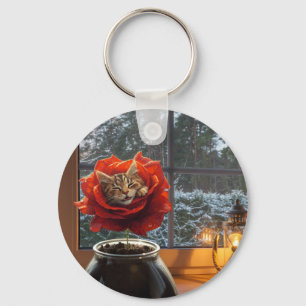 Rose Cat Dream  Key Ring