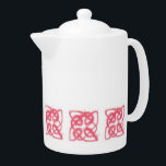 ROSE CELTIC KNOT Porcelain Teapot<br><div class="desc">The design on this ROSE CELTIC KNOT porcelain teapot is an original coloured pencil drawing of soft fuzzy rose pink wool roving yarn wound into a Celtic knot. * Matching products are available in the CELTIC KNOTS category of my shop. ** If you'd like to transfer this design to another...</div>