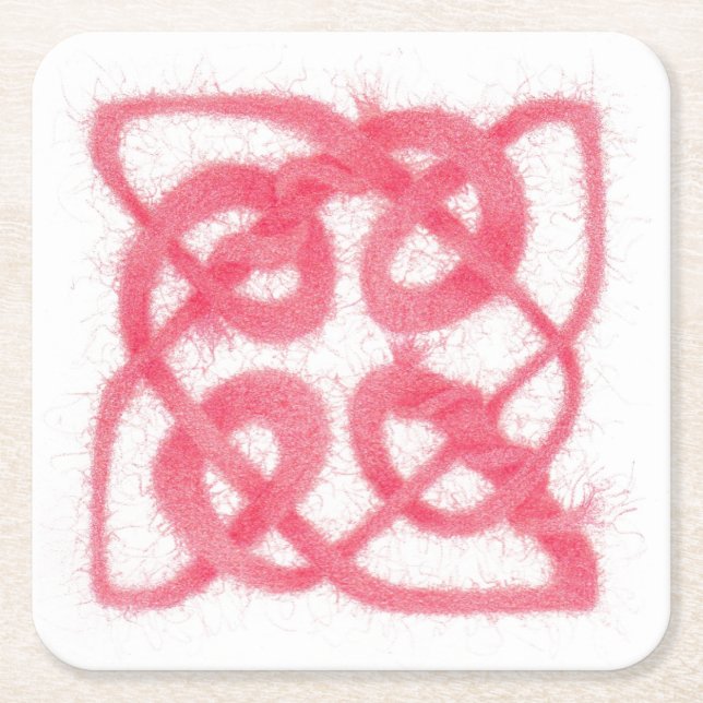 ROSE CELTIC KNOT Square Paper Coasters (Front)