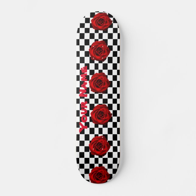 Rose Chequered Design Skateboard (Front)