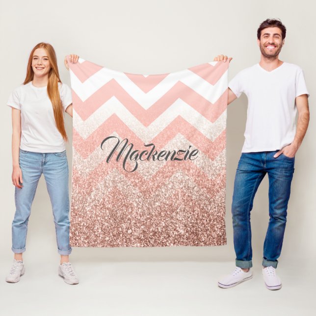 Rose Chevrons and Glitter Fleece Blanket (In Situ)