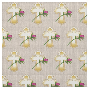 Rose Christian Cross Fabric