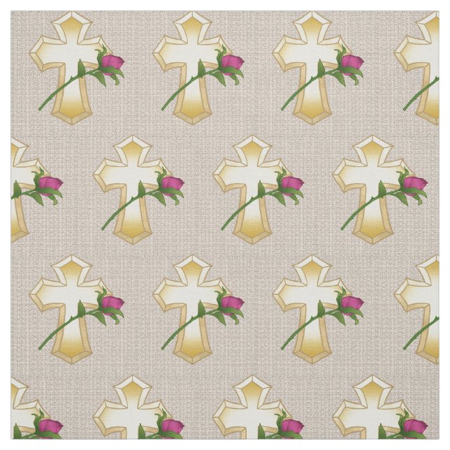Rose Christian Cross  Fabric  (Swatch)
