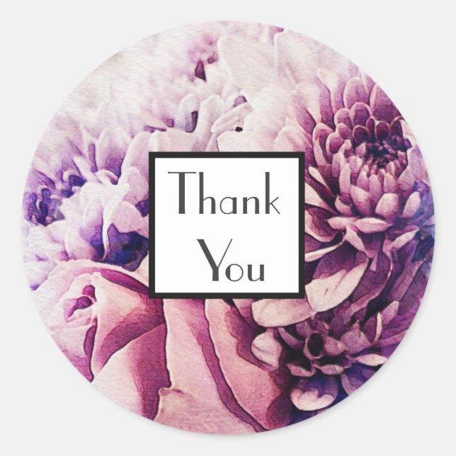 Rose Chrysanthemum Thank You Wedding Gift Sticker (Front)